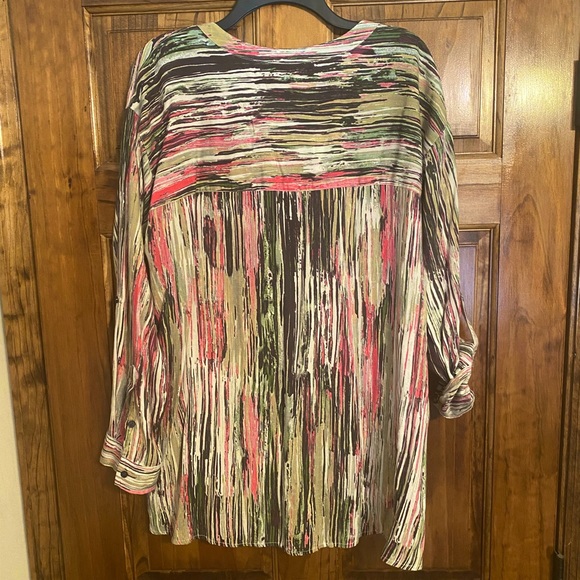 Nine West Button Down Linen Feel Blouse - Picture 2 of 8